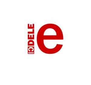 Rotes kleines e und daneben in Großbuchstaben DELE CI